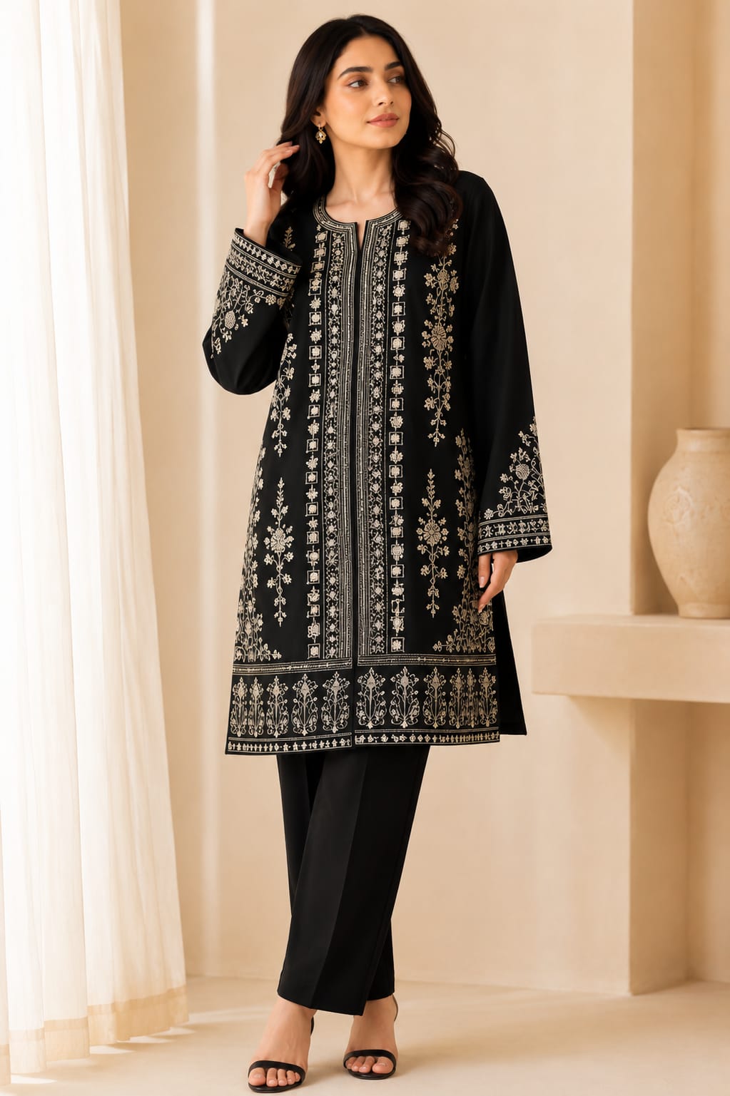 LALE Premium Embroidered Lawn 2-Piece Suit – Magenta - Black - #LAL-MAG-003