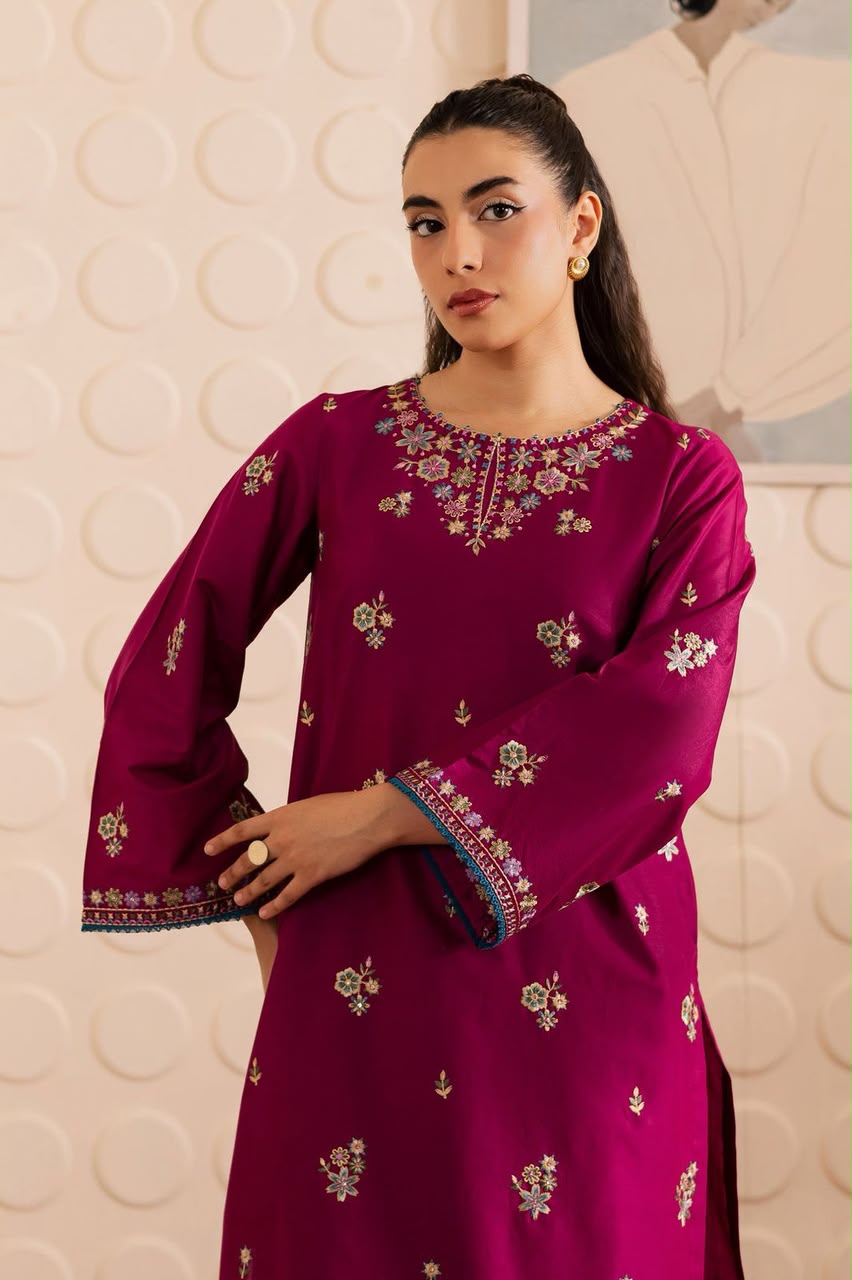 LALE Premium Embroidered Lawn 2-Piece Suit – Magenta - Royal Fuchsia - #LAL-MAG-005