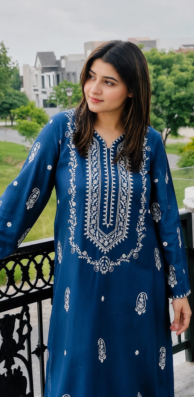 LALE Premium Embroidered Lawn 2-Piece Suit – Magenta - Midnight Blue - #LAL-MAG-007