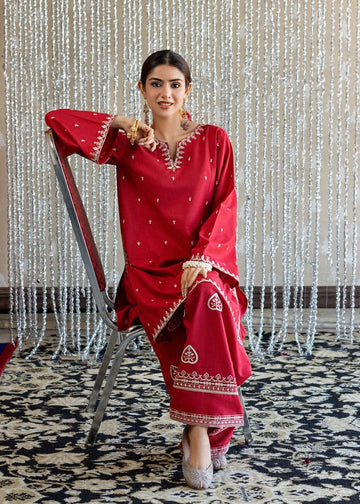 LALE Premium Embroidered Lawn 2-Piece Suit – Magenta - Crimson Red - #LAL-MAG-009