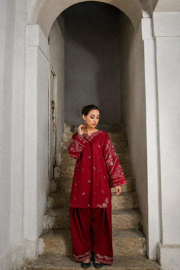 LALE Premium Embroidered Lawn 2-Piece Suit – Magenta - Fresh Red - #LAL-MAG-011